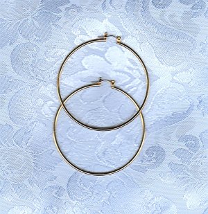 PRICES SLASHED-VINTAGE LARGE HOOP GOLDTONE POST EARRINGS
