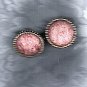 NEW ARRIVALS--MAUVE PINK MARBLE PLASTIC POST EARRINGS