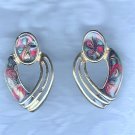 GOLDTONE ENAMELED SWIRL EARRINGS