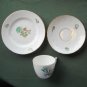 Danish Bing & Grondahl Copenhagen Green Gold Floral Cup Saucer Plate Set