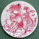 Danish Bjorn Wiinblad Nymolle January Wall Plate Red Danish Bjorn Wiinblad Nymolle January Wall Plate Red