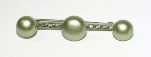 1920s Art Deco Sterling and Pearls Bar Pin