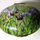 Hand Painted Irises Glass Enamel Box