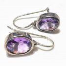 Three Carat TW Faceted Oval Amethysts & Sterling Drop Earrings