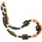 Art Deco Black Onyx, Rock Crystal & Pink Coral Necklace