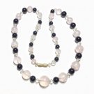 Art Deco Style Rock Crystal & Blue Goldstone Beads Necklace