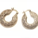 Celtic Wave Continuous Pattern Motif Sterling Silver Hoop Earrings