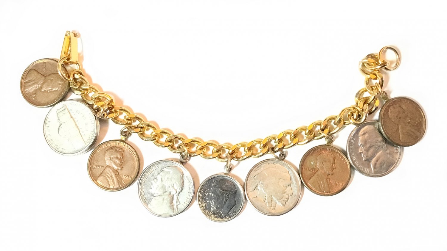 Vintage USA Coin Charm Bracelet