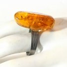 Large Vintage Baltic Amber NUGGET Ring
