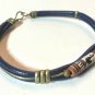 Vintage Peruvian Hand Painted Ceramic Llama Bead on Leather bracelet