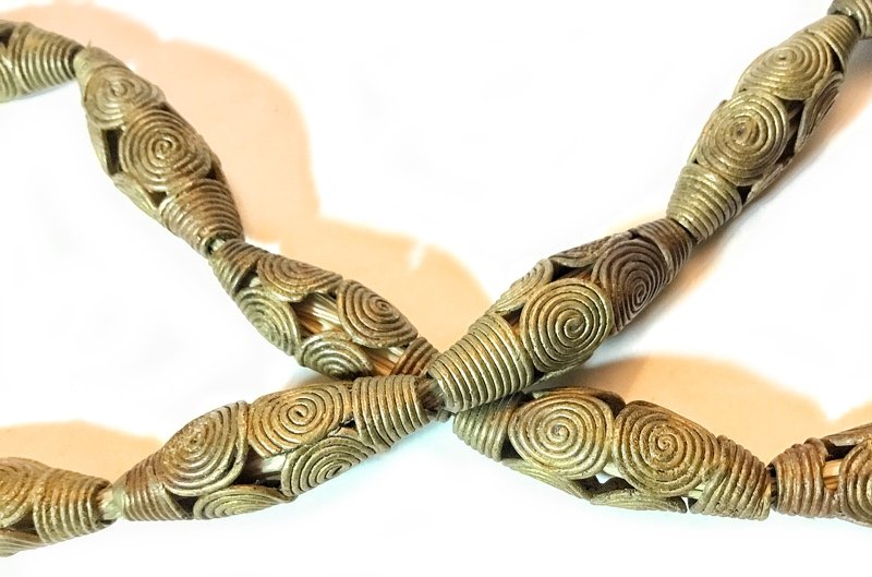 Vintage Cameroon Bronze Bicone Bead Necklace