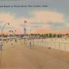 New London CT Boardwalk & Beach Ocean Linen Postcard - Connecticut