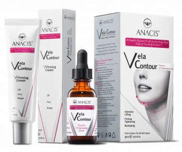 Neck Shaping Firming Tightening Double Chin Reducing Vela Contour 30 Ml CREAM + CERUM