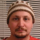 Brown / White Striped Beanie Hat