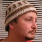 Brown / White Striped Beanie Hat