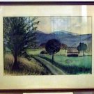 Framed Vintage Pastoral Landscape Watercolor Signed C W