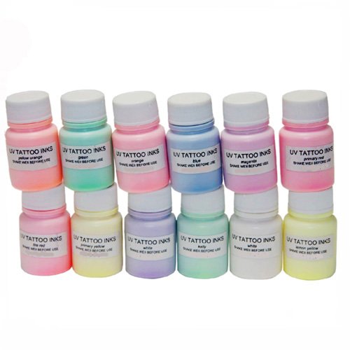 12 colors WIZARD BLACKLIGHT UV Tattoo Glow Ink 1/2oz(15ml)