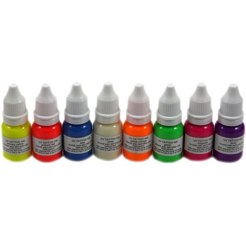 8 colors WIZARD BLACKLIGHT UV Tattoo Glow Ink 1/4oz(7.5ml)
