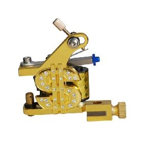 2 pcs  Tattoo Machine Gun for Liner Shader Dollar Symbol with Crystals Golden