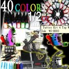 Professional Tattoo Kit 4 Machine Gun Power Grip Needle Ink Tip Skin Supply