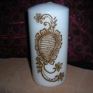 Pillar Candle with Unique Henna Design