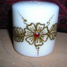 Pillar Candle with Unique Handcrafted Henna Design