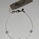 NOS Monet 7 1/2" Bracelet Silver Tone with 3 crystal clad balls #31266 Set of 3