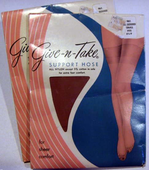 Vintage Give-n-Take Support Hose - 2 Pairs Small