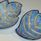 Blue and White Ceramic Leaf Bowls - Spain - Set of 2