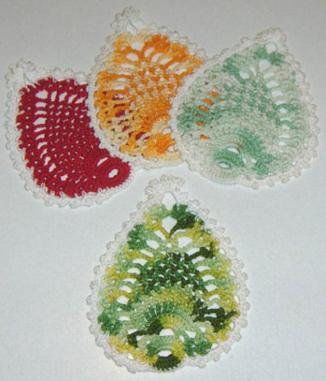 Set of 4 Crocheted Pineapple Coasters - Multiblend Cotton