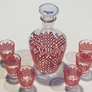 Vintage Verrerie Cristallerie D'Argues Decanter Set - 6 glasses