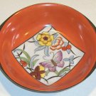Vintage Noritake Hand Painted Handled Dish - Stylized Floral / Butterfly