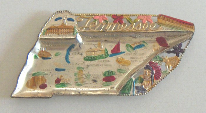 Vintage Souvenir Metal Tray - Tennessee State Shape - MIJ