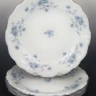 Johann Haviland Dessert Plates - Blue Garland Pattern with Platinum Trim - Set of Six