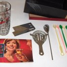 Vintage Bar Set with Recipe Glass & Southern Comfort Booklet circa 1960s
