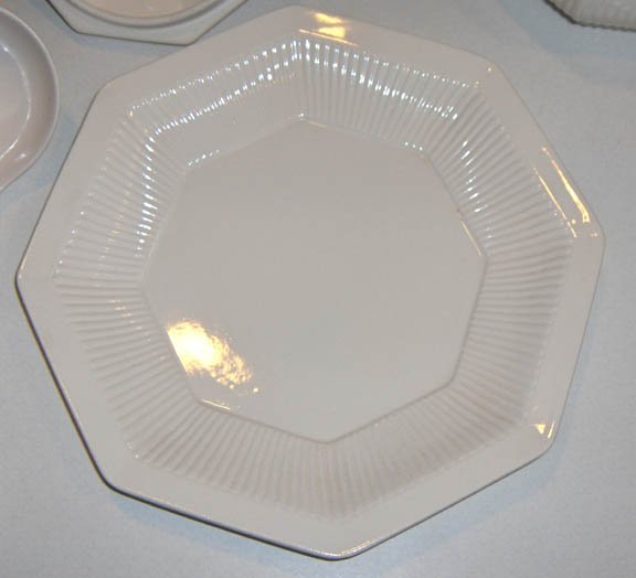 Vintage White Octagonal Soup Tureen with Charger Plate and Ladle MIJ