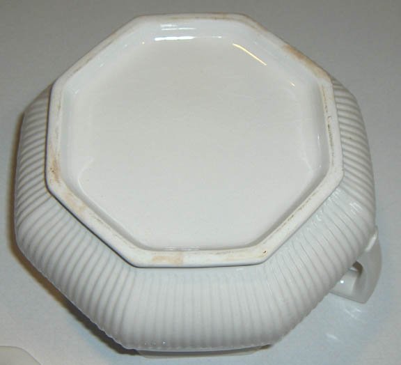 Vintage White Octagonal Soup Tureen with Charger Plate and Ladle MIJ