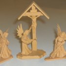 Set of 3 Plastic 'Handcarved Wood' Look Christmas Angels Miniatures - Germany