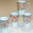 Vintage Handpainted Roses Nippon Cup / Mug Set of 4 MIJ