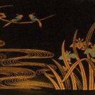 Plastic Laquerware Tray - Gold Birds Japanese Irises