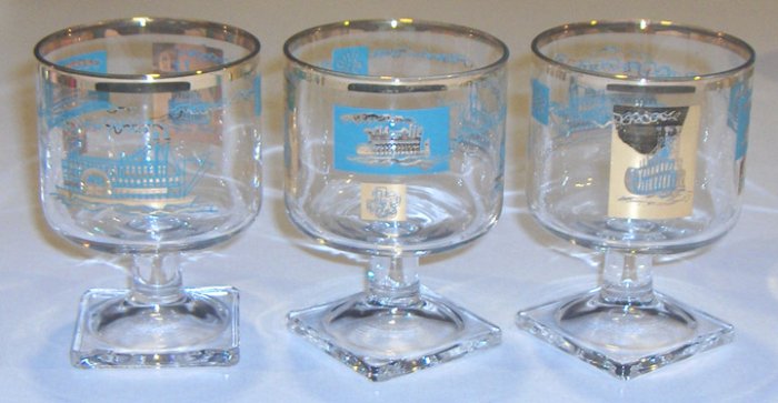 Vintage Southern Comfort Libbey Showboat Steamboat Wine / Dessert Glasses - Set of 7