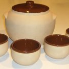 Vintage Watt Pottery Bean Pot and 4 Beancups c:1940's