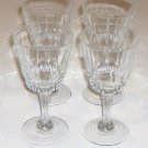 Cut Crystal Large Wine or Water Glass - 7 1/4" Faceted Stem Set of 4