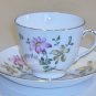 Vintage Royal Victoria Bone China Lavender / Yellow Floral Cup and Saucer - Gold Trim