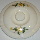 Vintage Ceramic Casserole Lid Cover - Eggshell White with Yellow Buttercup Floral