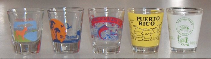 Vintage Souvenir Shot Glasses - Set of 5