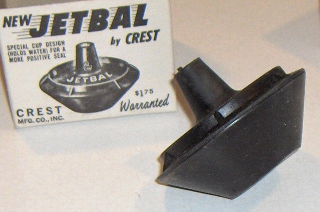 Vintage NOS 1950s Plumbing - Jetbal by Crest Mfg. Co. Inc - 5 Toilet Tank Stoppers with Display Case