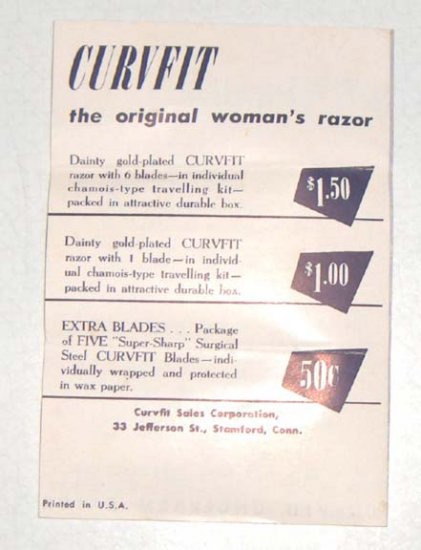 Vintage CURVFIT The Womans Razor, box, blade