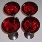 Vintage Chrome / Bakelite Cocktail Server & 4 Ruby Red Glass with Chrome Stem Glasses