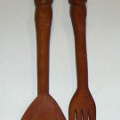 Vintage Teak Salad Fork & Spoon - Kayan 'Giraffe' Women Handles